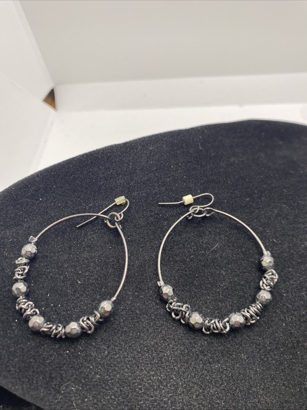 Womens Black Gothic Style Hoop Earrings